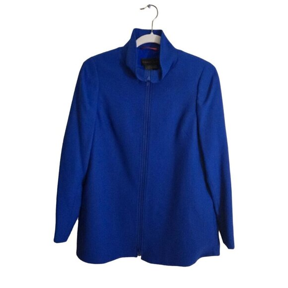 Nina Mclemore Merino Basketweave Swing Coat Raphael Blue Size S - Picture 1 of 8